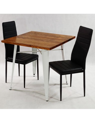 Zestaw stół PARIS biały i 2 czarne krzesła Nicea