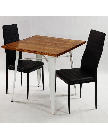 Zestaw stół PARIS biały i 2 czarne krzesła Nicea