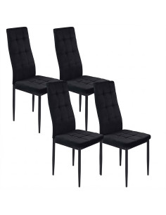 4 Krzesła Monako Velvet czarne/noga czarna
