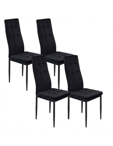 4 Krzesła Monako Velvet czarne/noga czarna