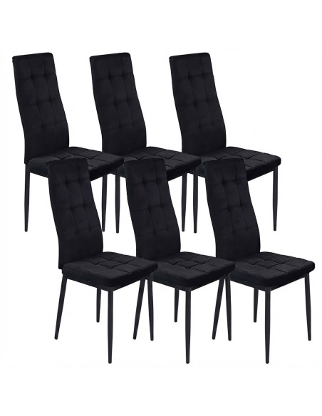 4 Krzesła Monako Velvet czarne/noga czarna