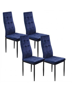 6 Krzeseł Monako Velvet granatowych/noga czarna 2