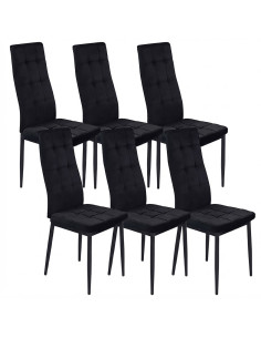 6 Krzeseł Monako Velvet czarnych/noga czarna
