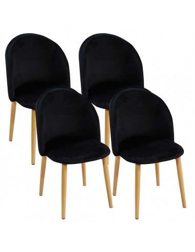 4 krzesła DENWER VELVET czarne - welur