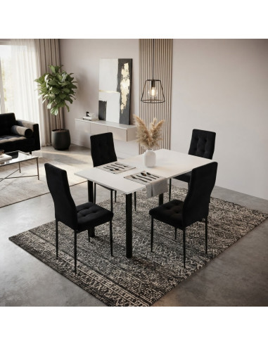 Zestaw stół Lugano 120x80 blat biały/nogi...