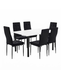 Zestaw stół Lugano 120x80 blat biały/nogi czarne 6 Monako...
