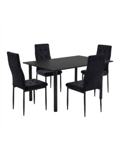 Zestaw stół Lugano 120x80 czarny 4 Monako czarne/nogi...