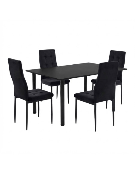 Zestaw stół Lugano 120x80 czarny 4 Monako czarne/nogi czarne welur