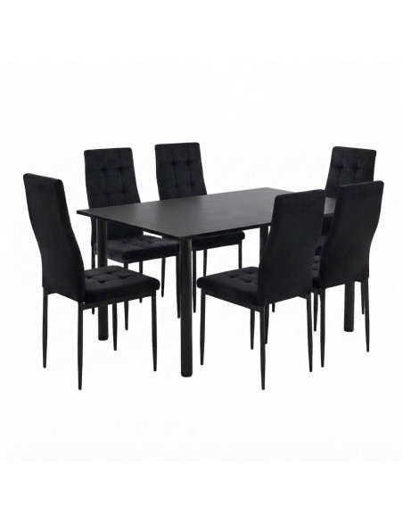 Zestaw stół Lugano 120x80 czarny 6 Monako czarnych/nogi czarne welur