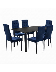 Zestaw stół Lugano 120x80 czarny 6 Monako granat/nogi...