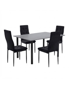 Zestaw stół Lugano 120x80 blat szary/nogi czarne 4 Monako...