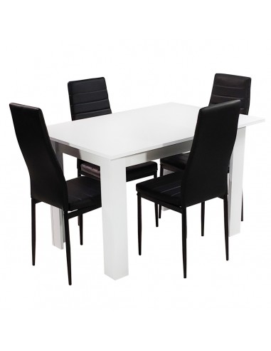 Zestaw stół Modern 120 biały i 4 czarne krzesła Nicea