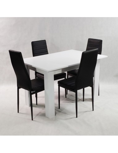 Zestaw stół Modern 120 biały i 4 czarne krzesła...