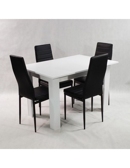 Zestaw stół Modern 120 biały i 4 czarne krzesła Nicea