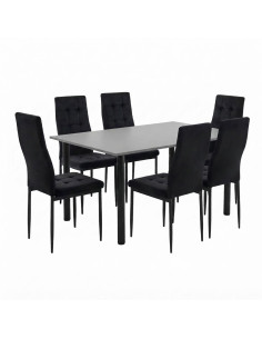 Zestaw stół Lugano 120x80 blat szary/nogi czarne 6 Monako...