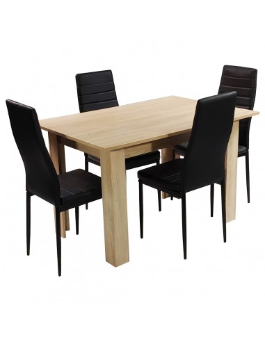 Zestaw stół Modern 120 sonoma 4 czarne krzesła Nicea