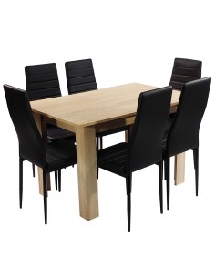 Zestaw stół Modern 120 sonoma 6 czarnych krzeseł Nicea