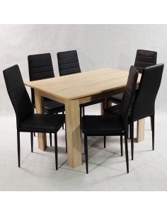 Zestaw stół Modern 120 sonoma 6 czarnych krzeseł Nicea 2