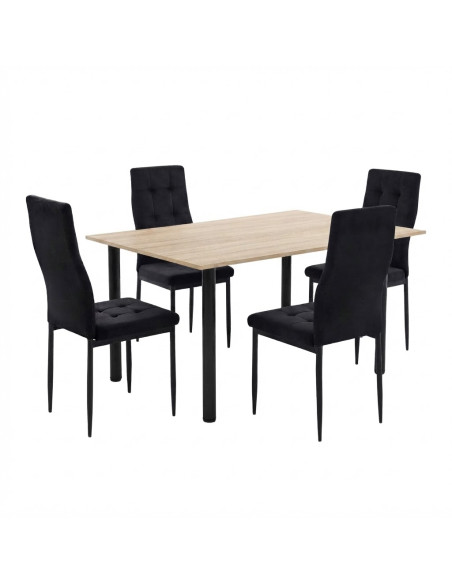 Zestaw stół Lugano 120x80 blat sonoma/nogi czarne 4 Monako czarne welur
