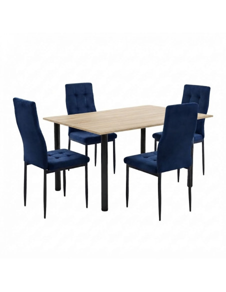 Zestaw stół Lugano 120x80 blat sonoma/nogi czarne 4 Monako granat welur