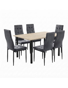 Zestaw stół Lugano 120x80 blat sonoma/nogi czarne 6...