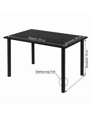 Zestaw stół Lugano 120x80 blat sonoma/nogi...