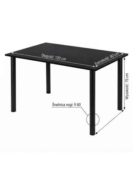 Zestaw stół Lugano 120x80 blat sonoma/nogi czarne 4 Monako szare welur