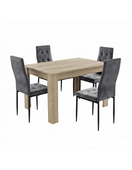 Zestaw stół 120x80 Sonoma 4 Monako szare/nogi czarne welur