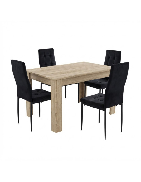 Zestaw stół 120x80 Sonoma 4 Monako czarne/nogi czarne welur
