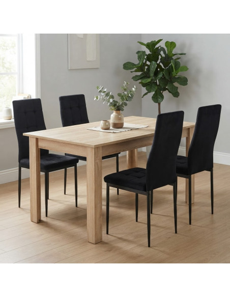 Zestaw stół 120x80 Sonoma 4 Monako czarne/nogi czarne welur