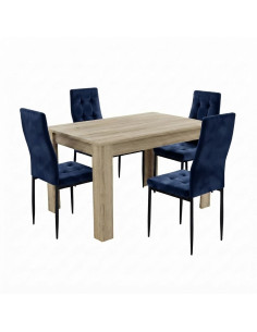 Zestaw stół 120x80 Sonoma 4 Monako granat/nogi czarne welur