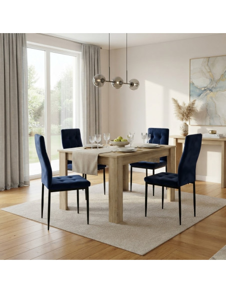 Zestaw stół 120x80 Sonoma 4 Monako granat/nogi czarne welur