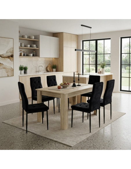 Zestaw stół 120x80 Sonoma 6 Monako czarnych/nogi czarne welur