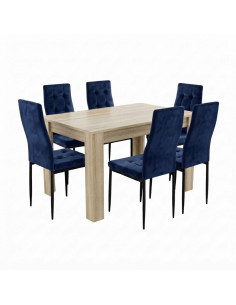 Zestaw stół 120x80 Sonoma 6 Monako granat/nogi czarne welur