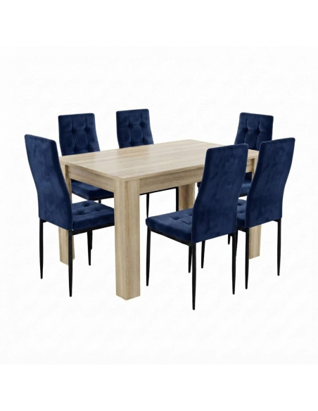 Zestaw stół 120x80 Sonoma 6 Monako granat/nogi czarne welur