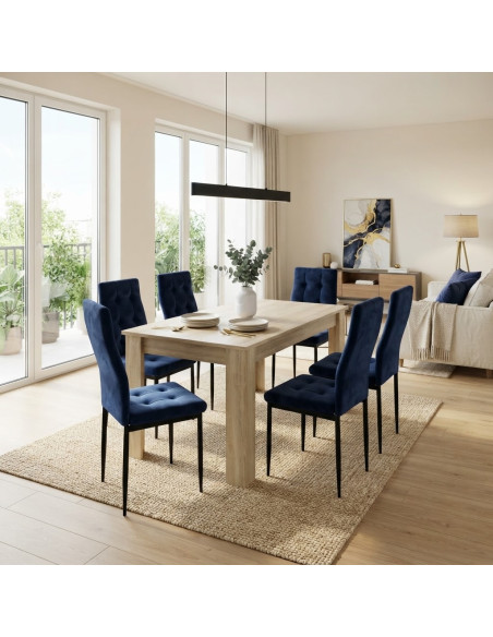 Zestaw stół 120x80 Sonoma 6 Monako granat/nogi czarne welur