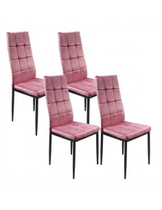 4 krzesła Monako Velvet różowe/nogi czarne