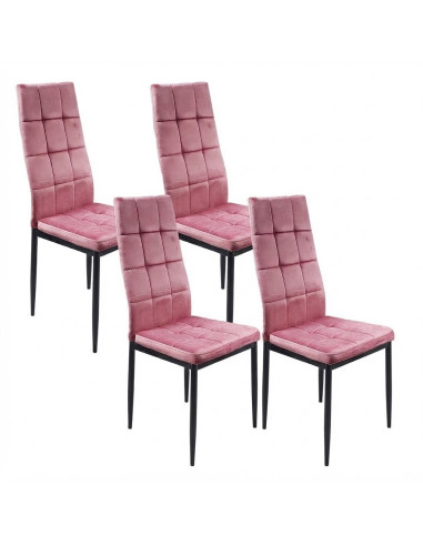 4 krzesła Monako Velvet różowe/nogi czarne
