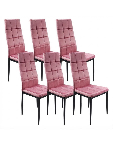 4 krzesła Monako Velvet różowe/nogi czarne