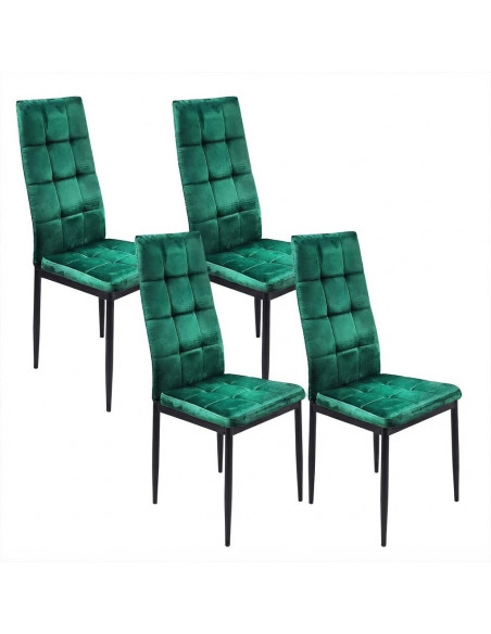 4 krzesła Monako Velvet zielone/nogi czarne