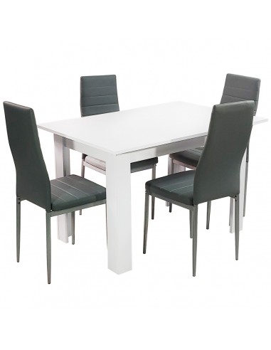 Zestaw stół Modern 120 biały i 4 szare krzesła Nicea