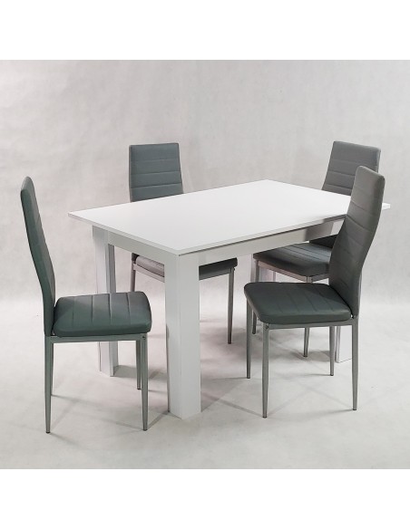 Zestaw stół Modern 120 biały i 4 szare krzesła Nicea