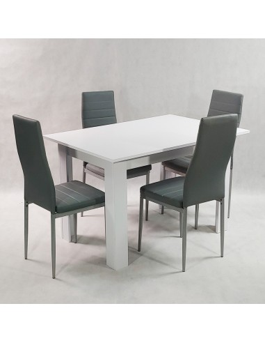 Zestaw stół Modern 120 biały i 4 szare krzesła...