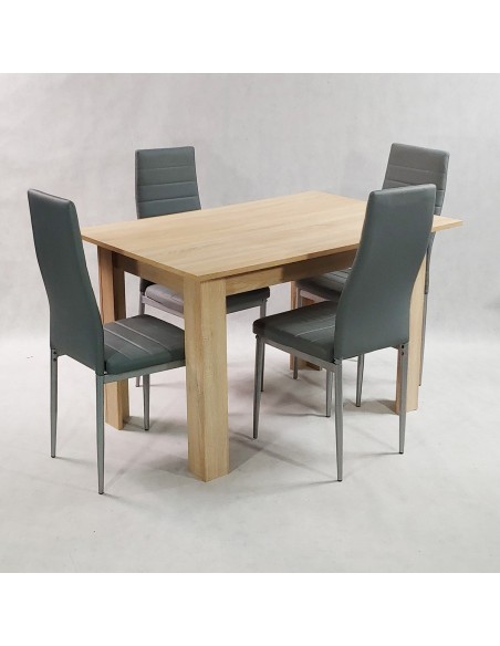 Zestaw stół Modern 120 sonoma i 4 szare krzesła Nicea