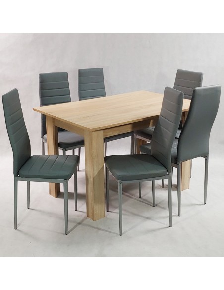 Zestaw stół Modern 120 sonoma i 6 szarych krzeseł Nicea