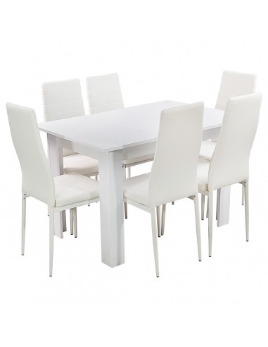 Zestaw stół Modern biały i 6 białych krzeseł Nicea
