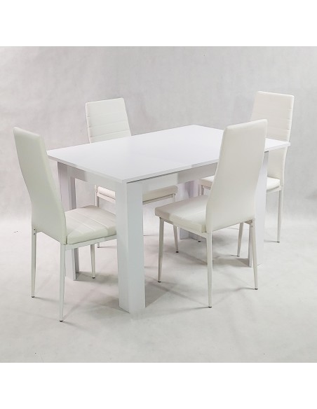 Zestaw stół Modern 120 biały i 4 białe krzesła Nicea