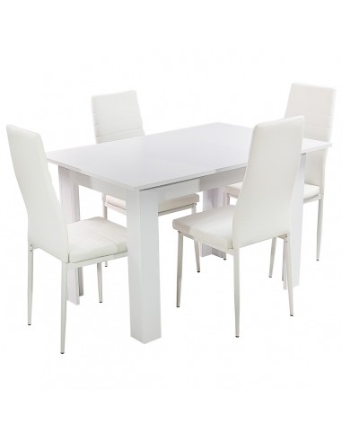 Zestaw stół Modern 120 biały i 4 białe krzesła Nicea