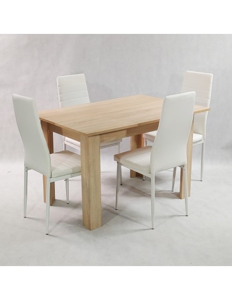 Zestaw stół Modern 120 sonoma 4 białe krzesła Nicea