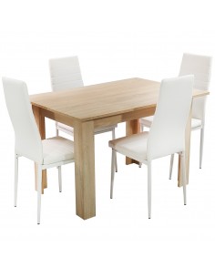 Zestaw stół Modern 120 sonoma 4 białe krzesła Nicea
